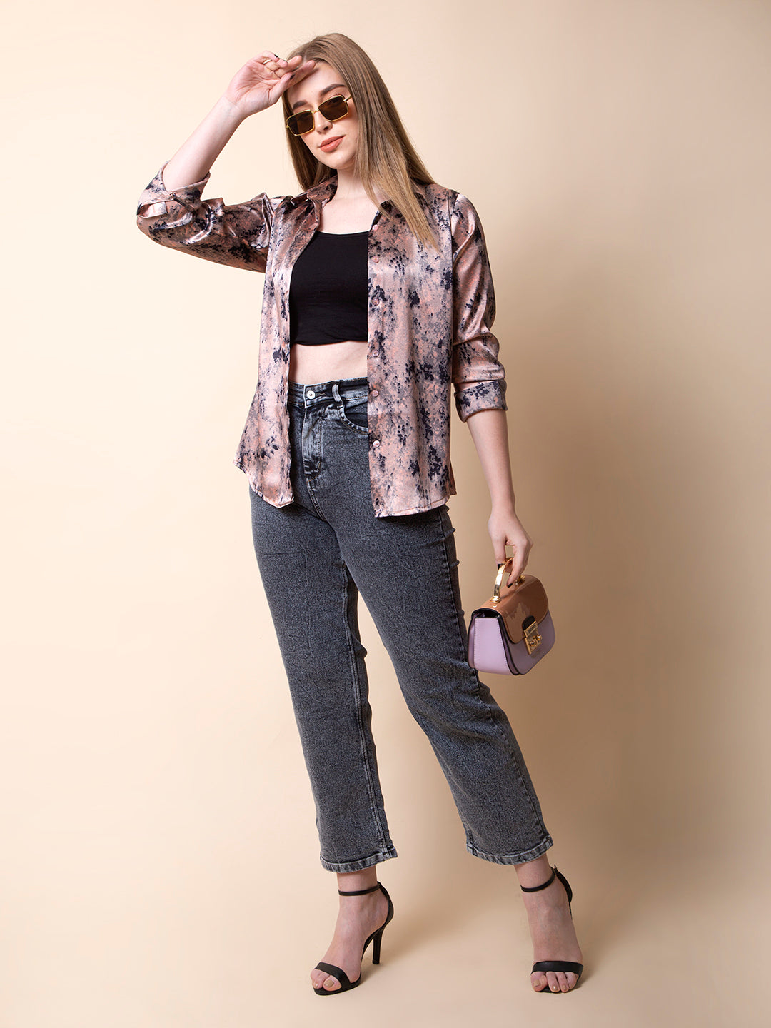 Pink Dye-up Satin Shirt