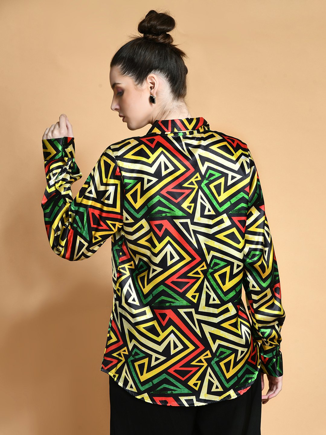Vibrant Geometric Satin Shirt