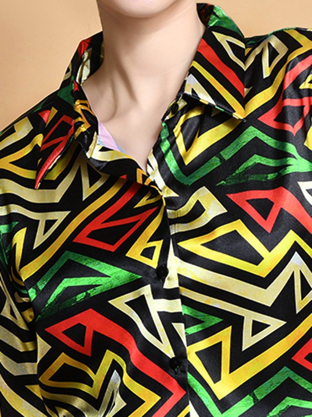 Vibrant Geometric Satin Shirt