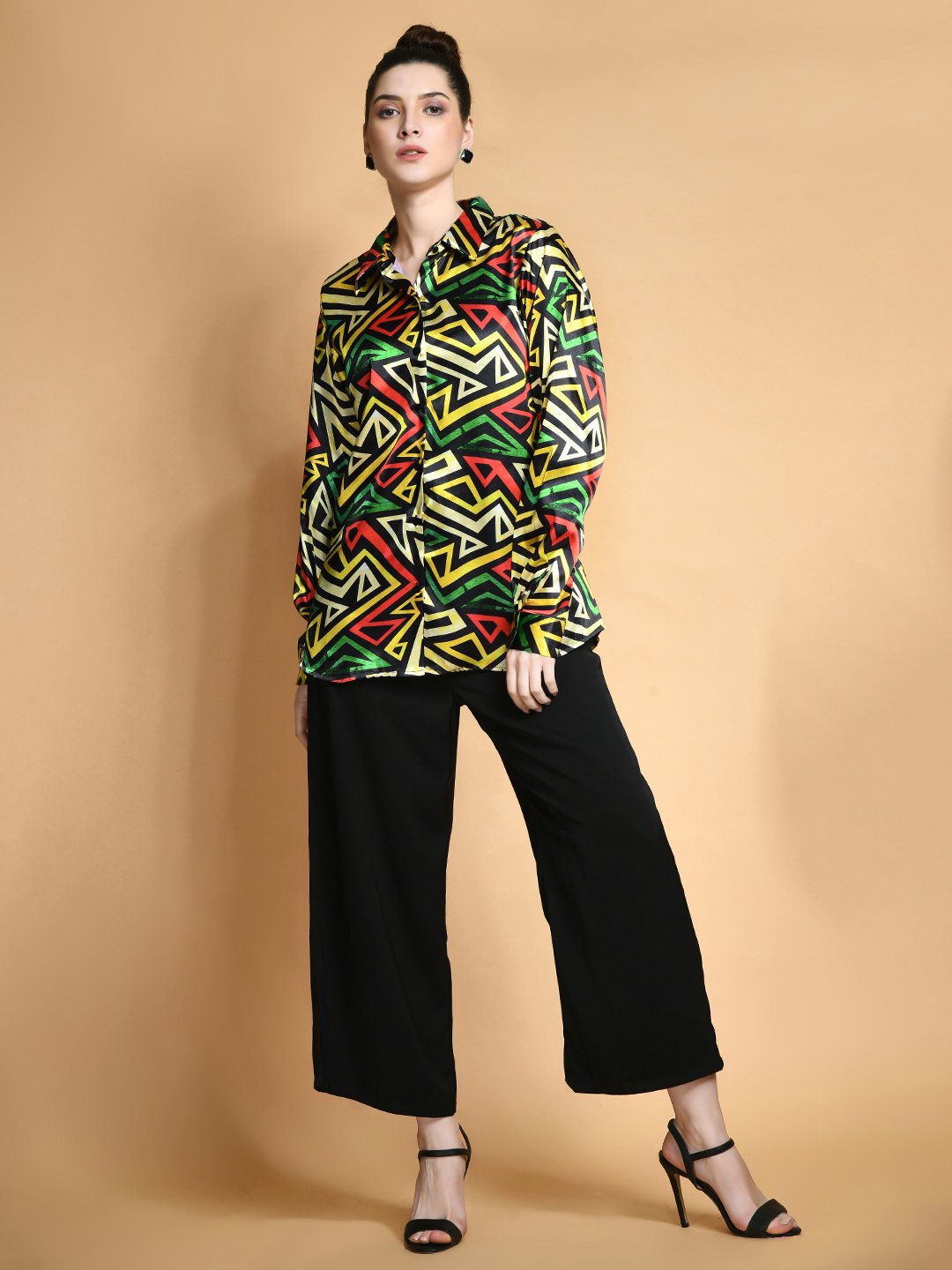Vibrant Geometric Satin Shirt