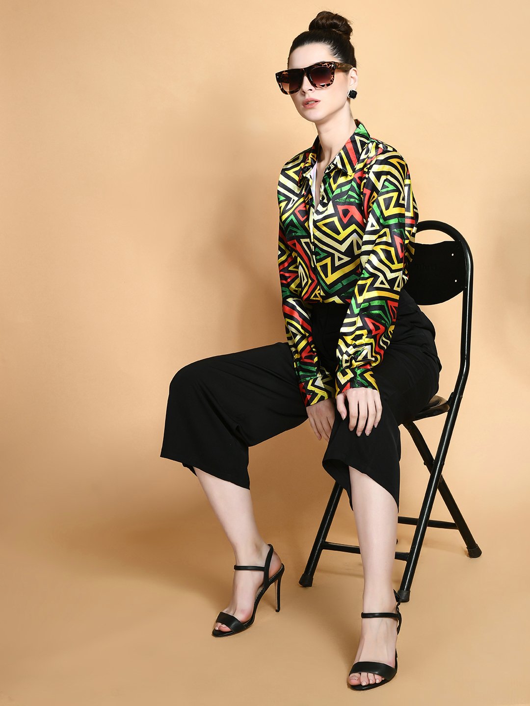 Vibrant Geometric Satin Shirt