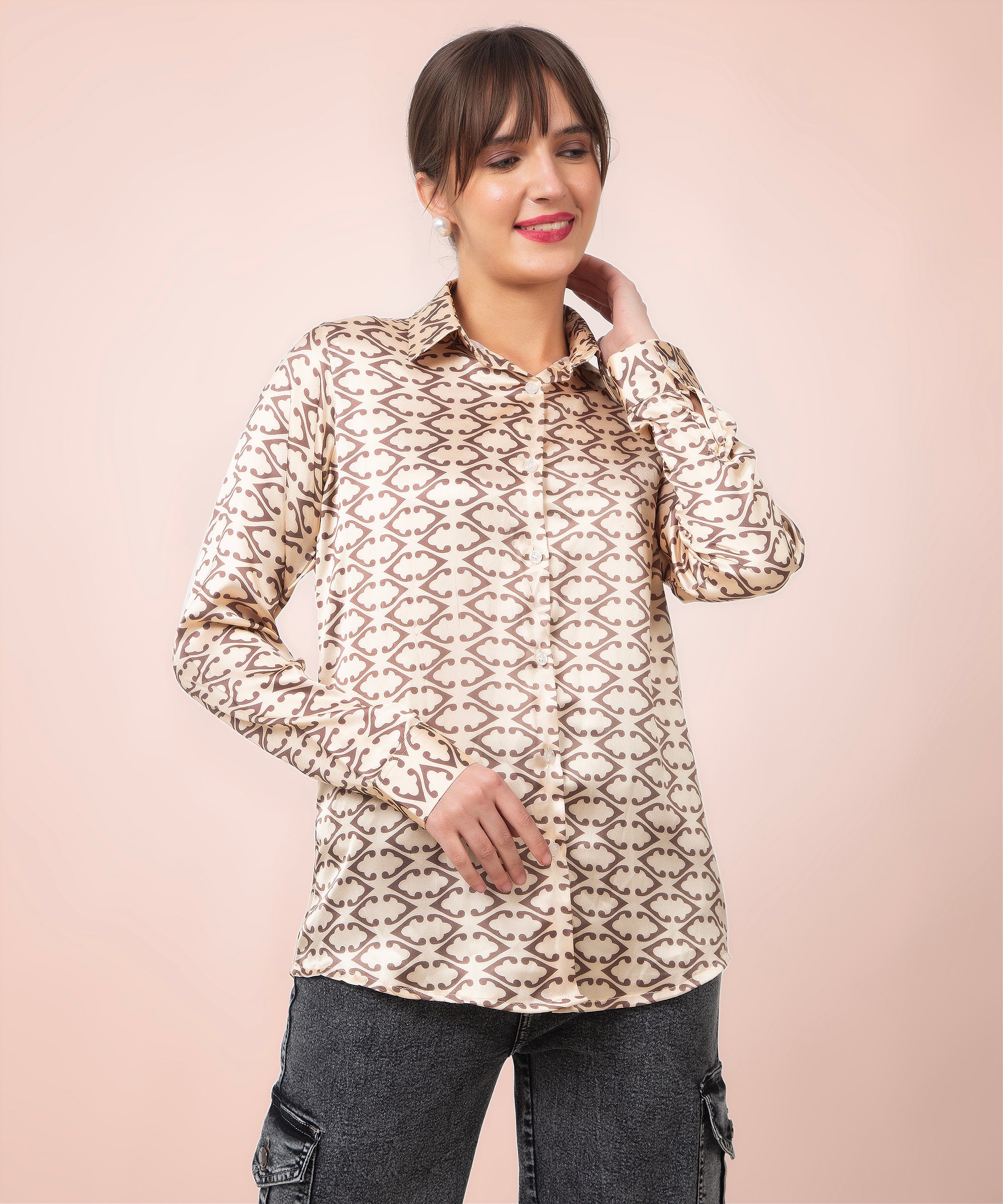 Beige Harmony Satin Shirt