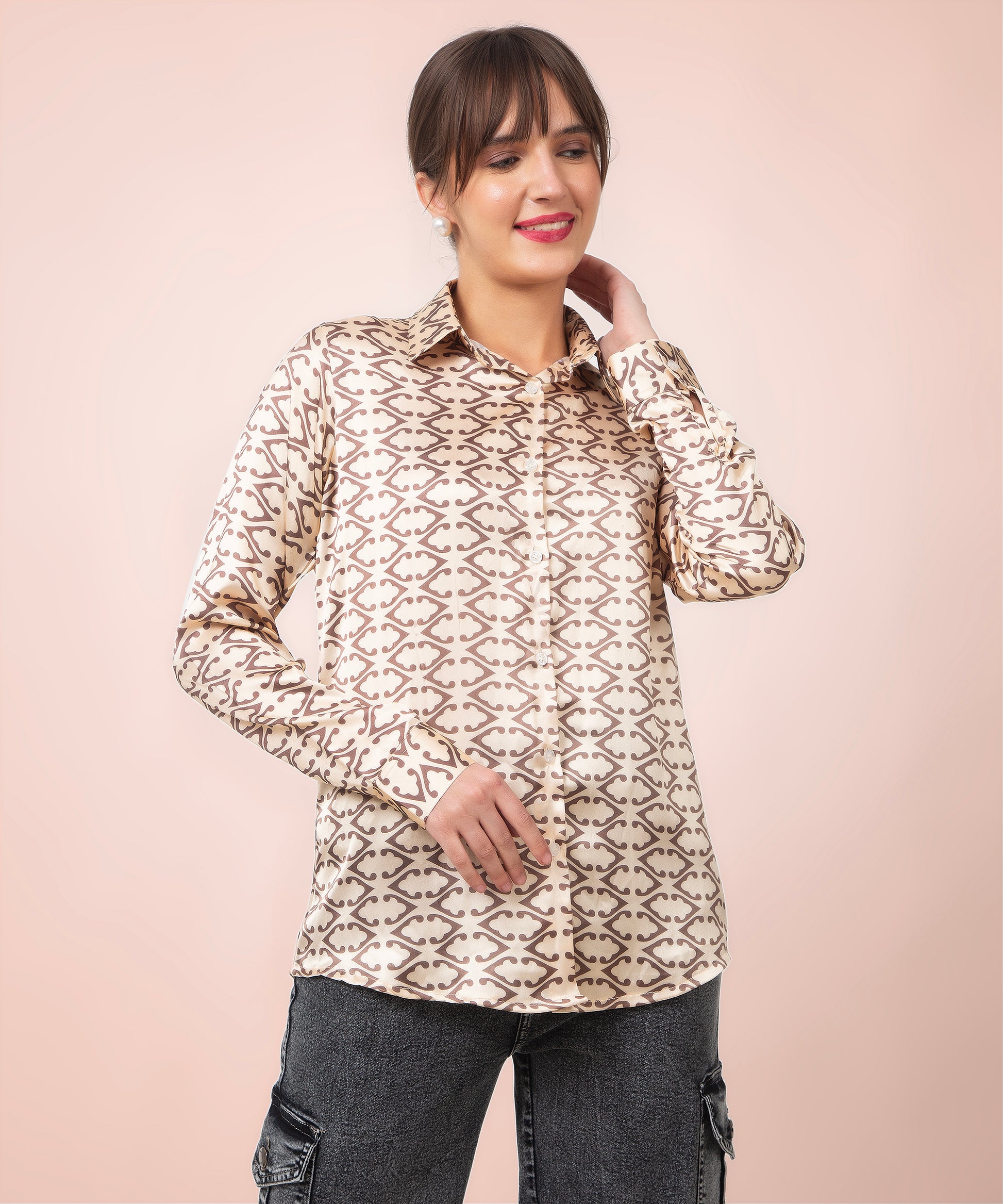 Beige Harmony Satin Shirt