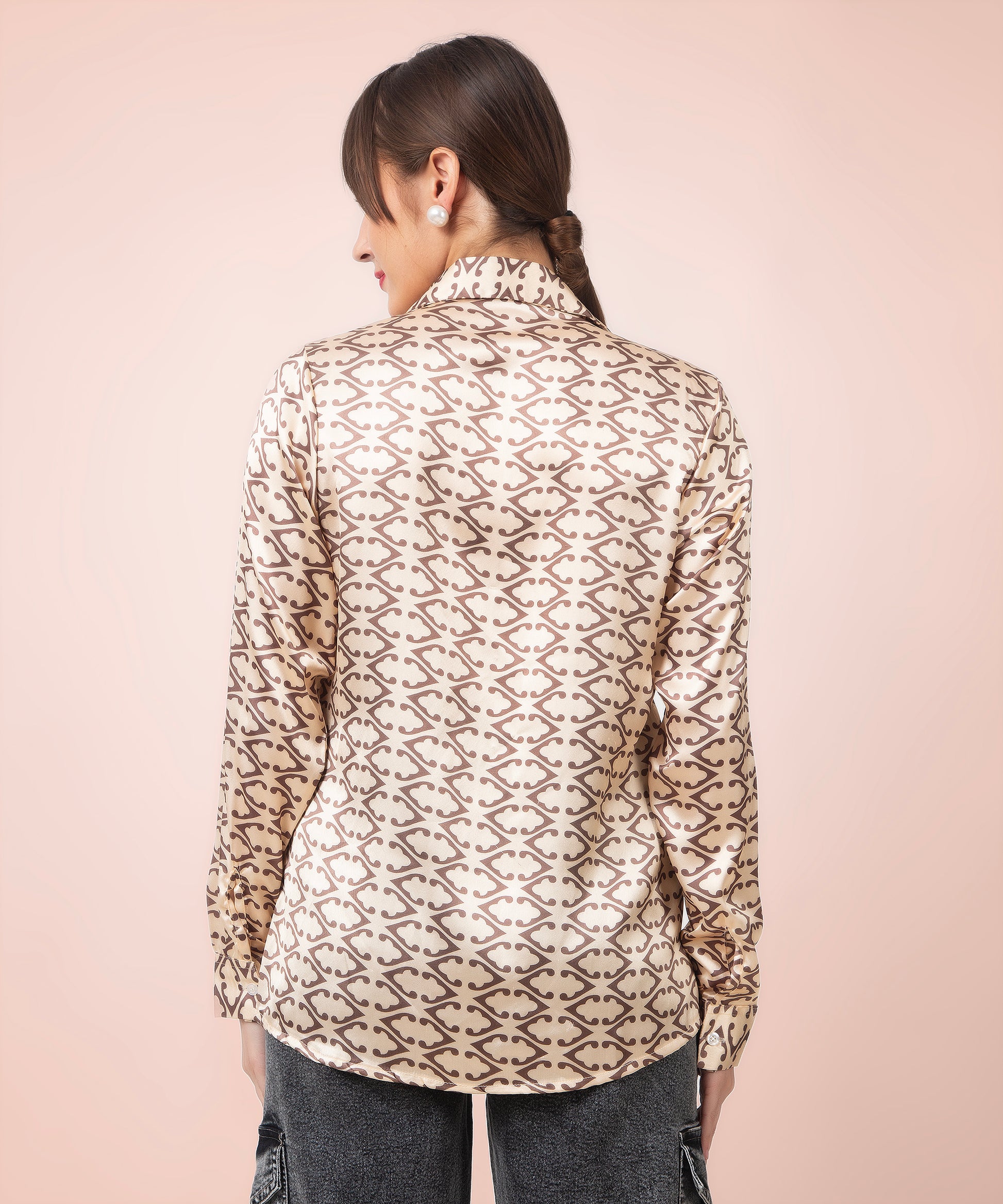 Beige Harmony Satin Shirt