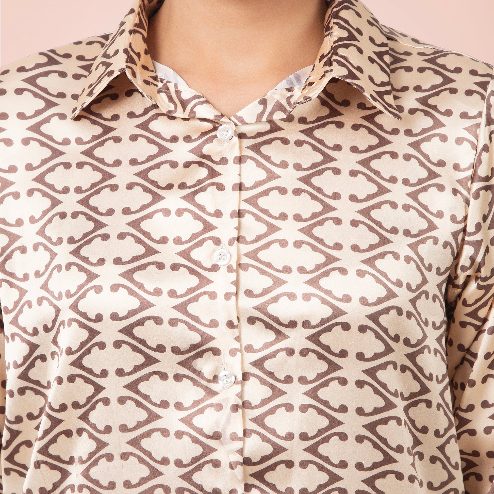 Beige Harmony Satin Shirt
