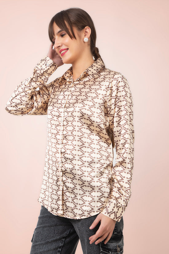 Beige Harmony Satin Shirt