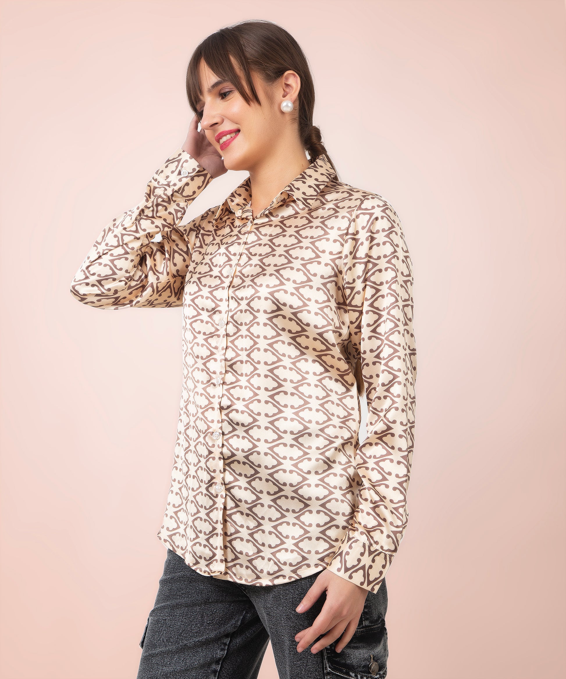 Beige Harmony Satin Shirt