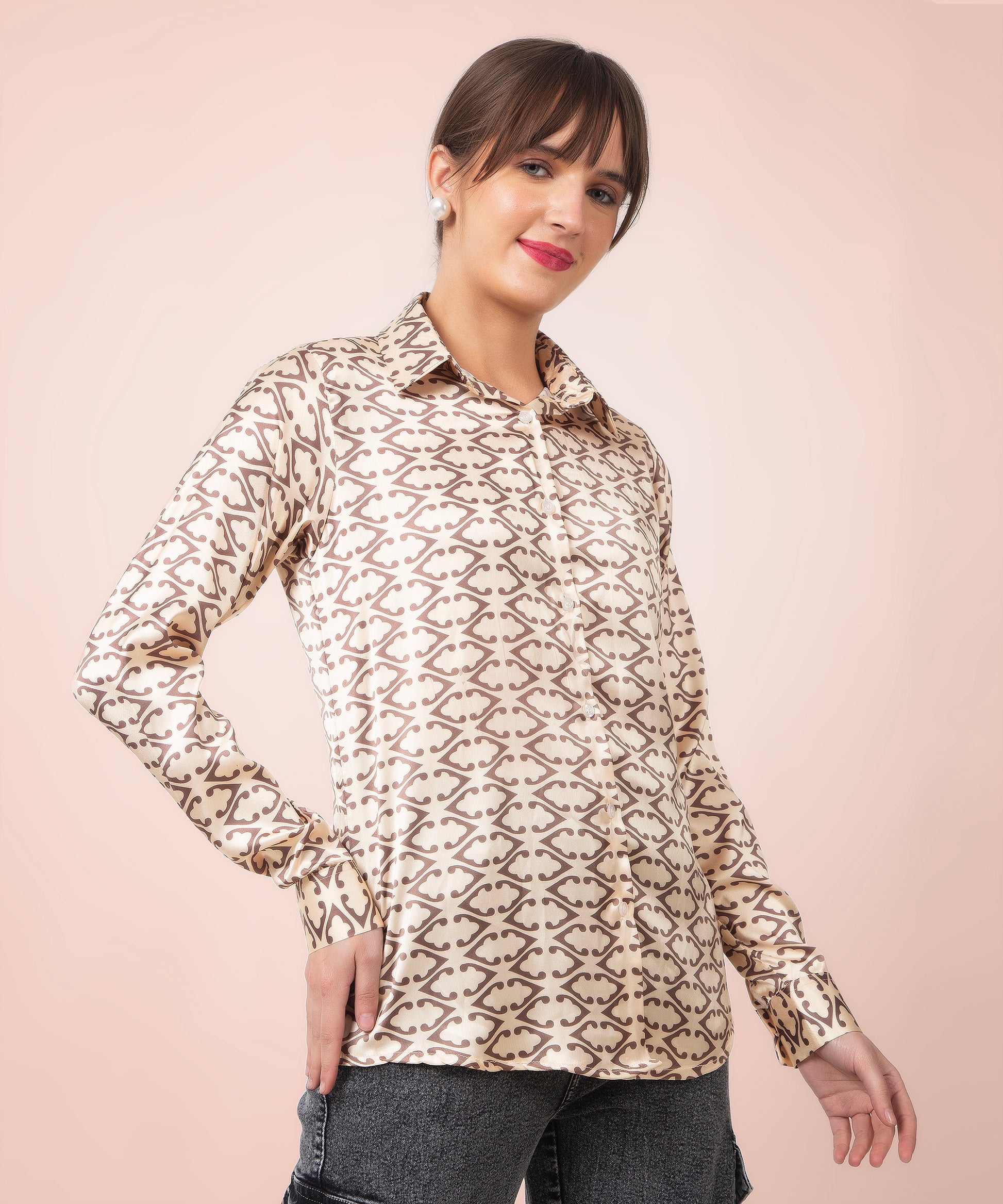 Beige Harmony Satin Shirt