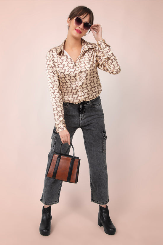 Beige Harmony Satin Shirt