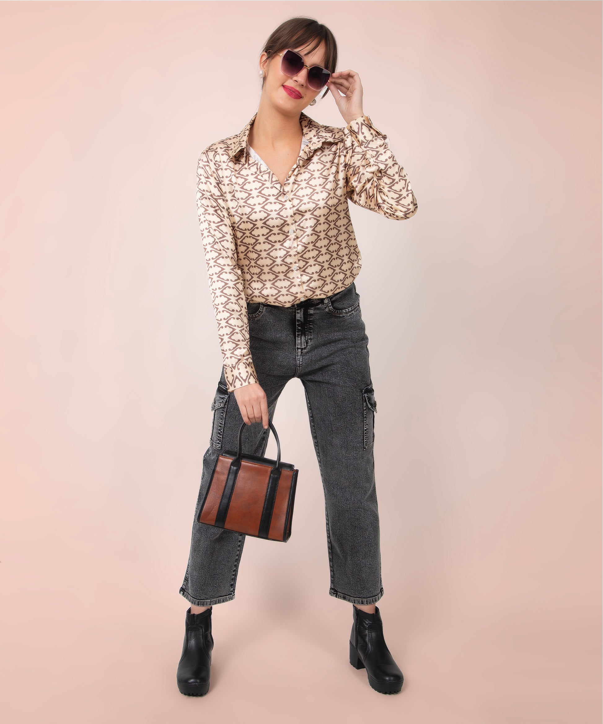 Beige Harmony Satin Shirt