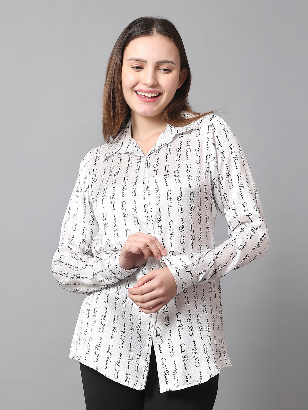 Script Style Satin Shirt