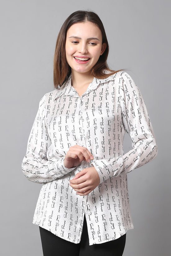 Script Style Satin Shirt