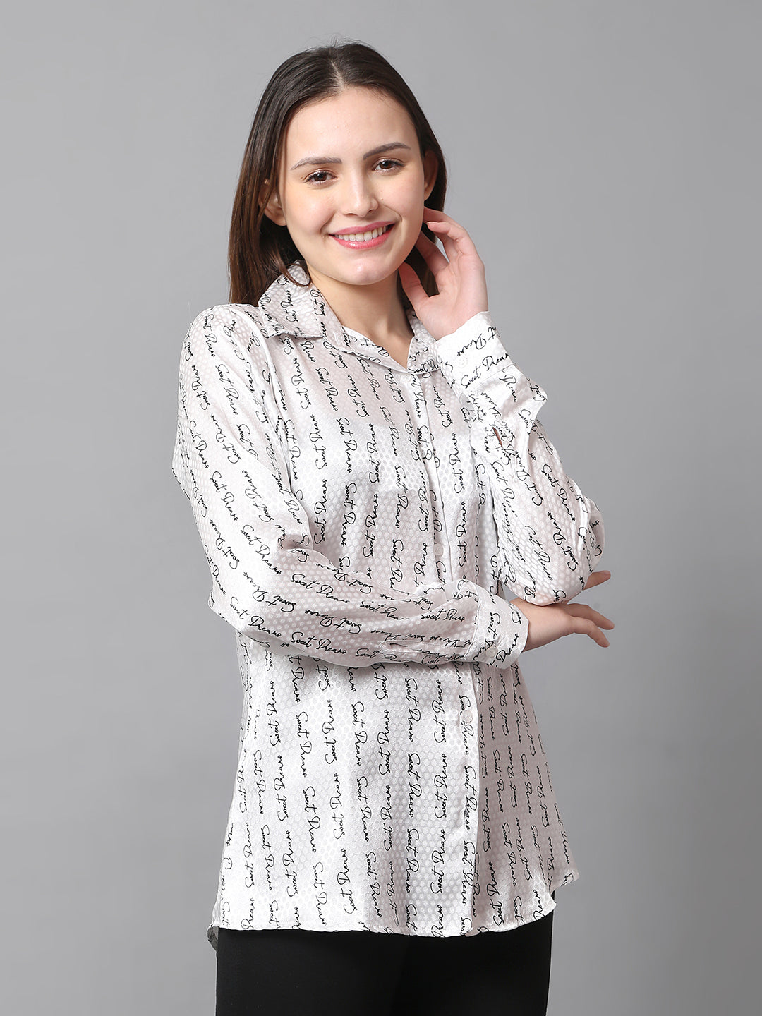 Script Style Satin Shirt