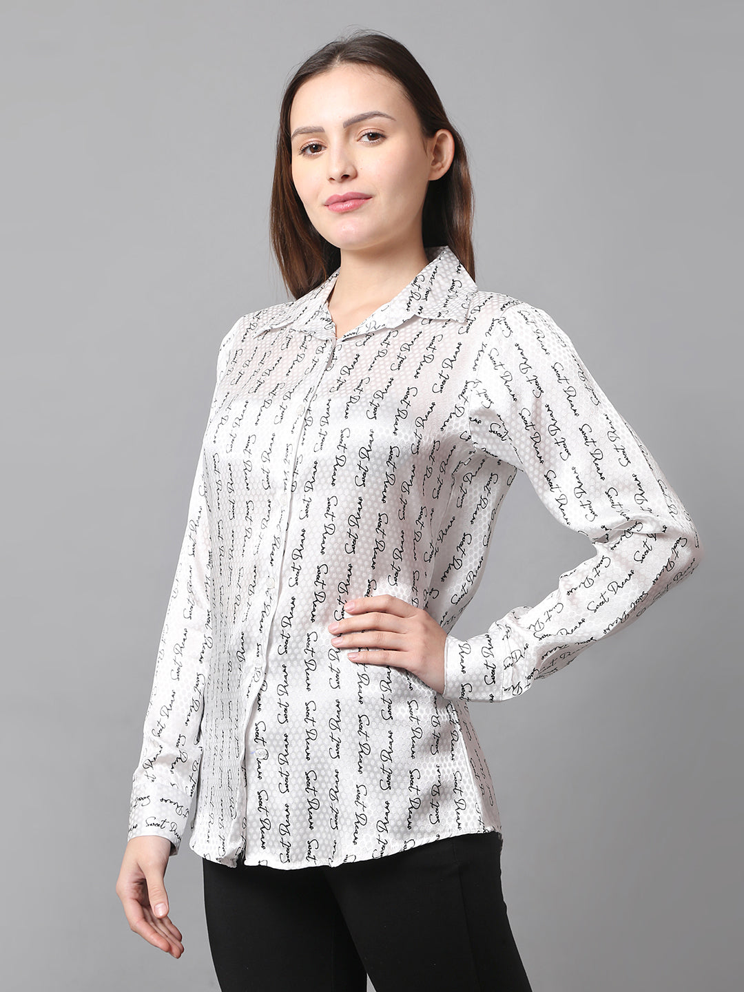 Script Style Satin Shirt