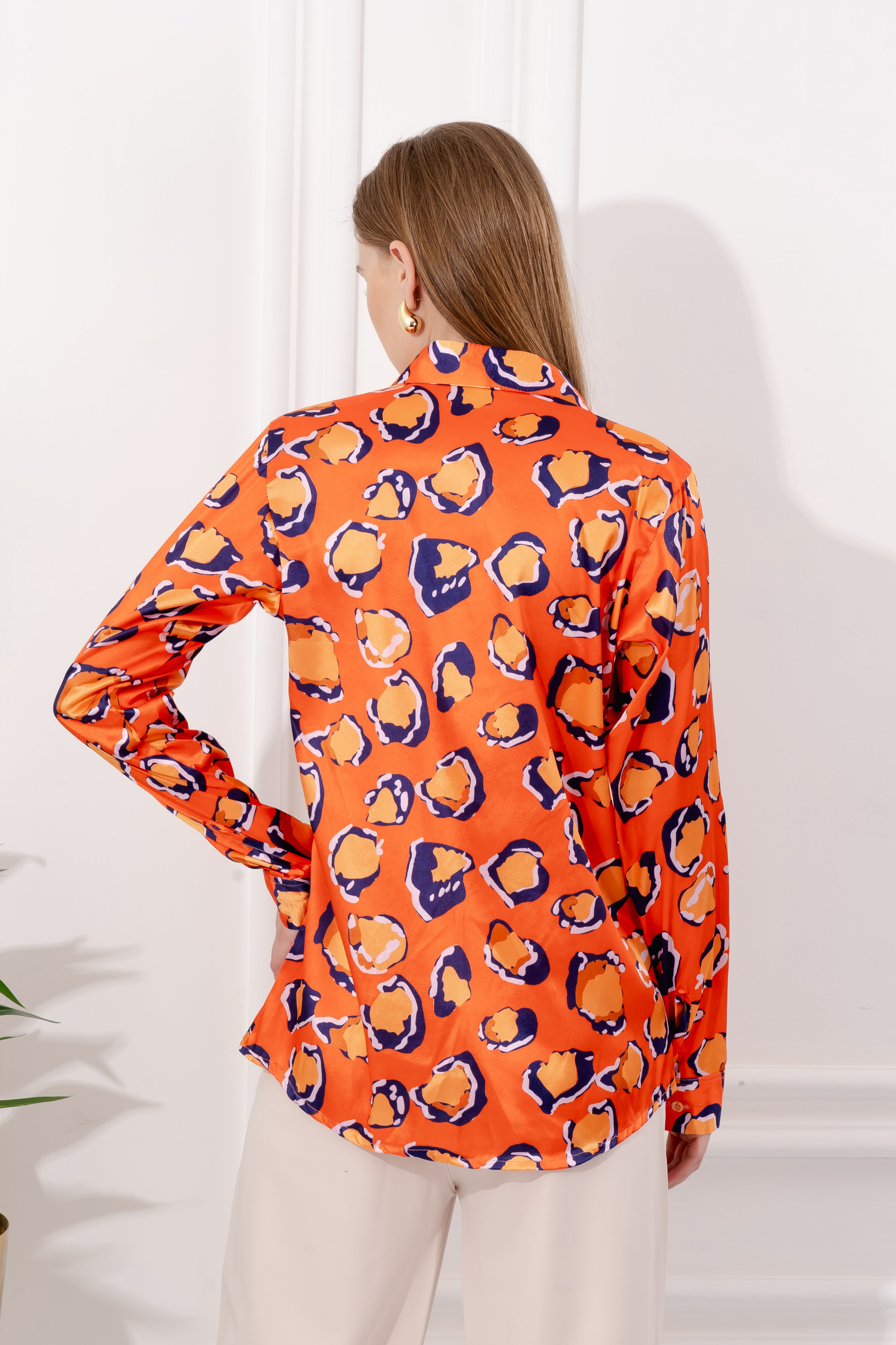 Tangerine Mirage Satin Shirt
