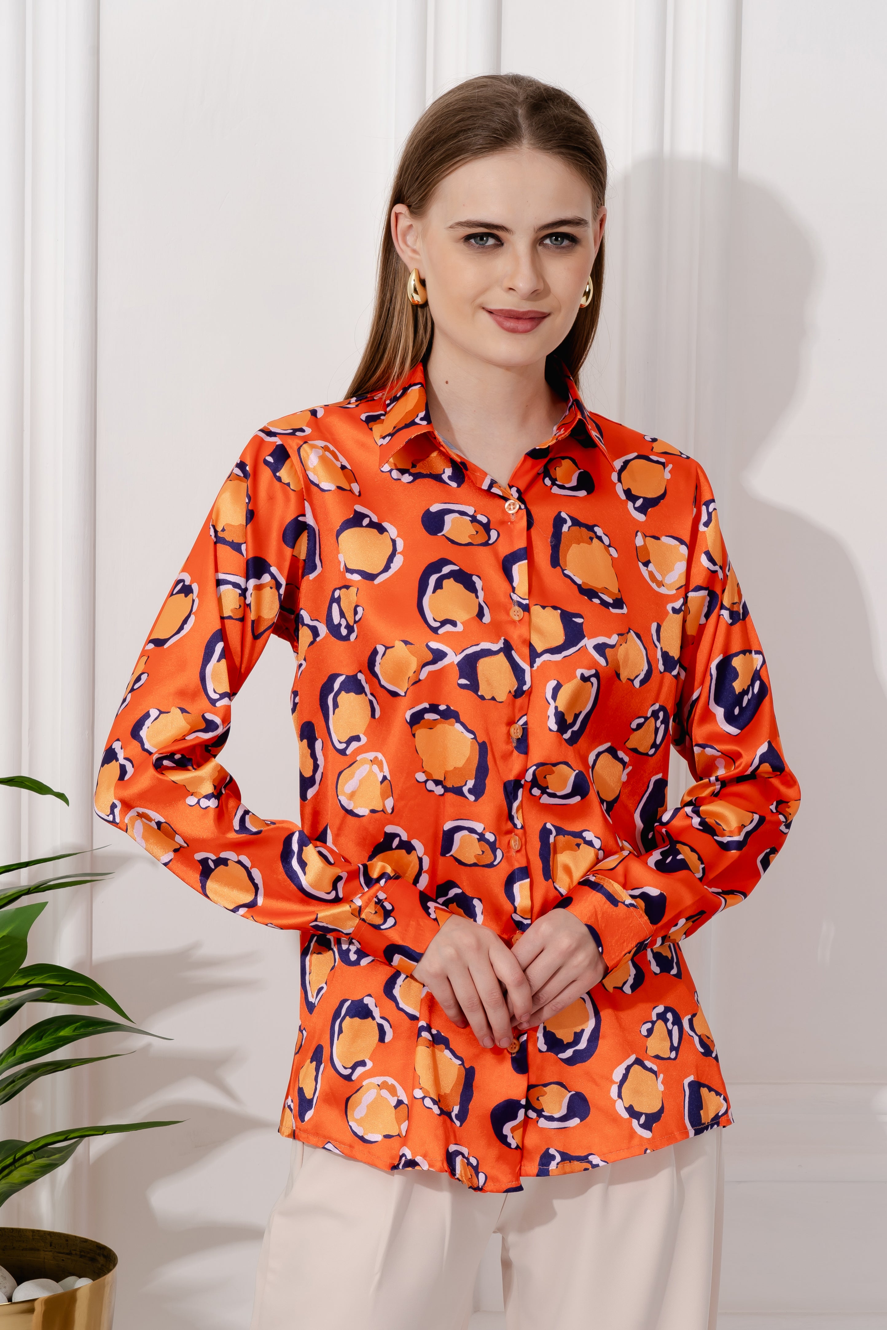 Tangerine Mirage Satin Shirt