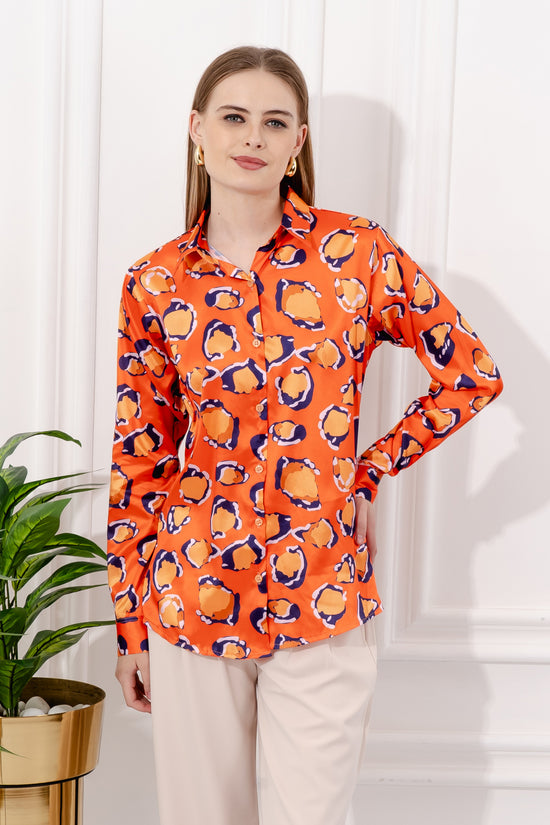 Tangerine Mirage Satin Shirt
