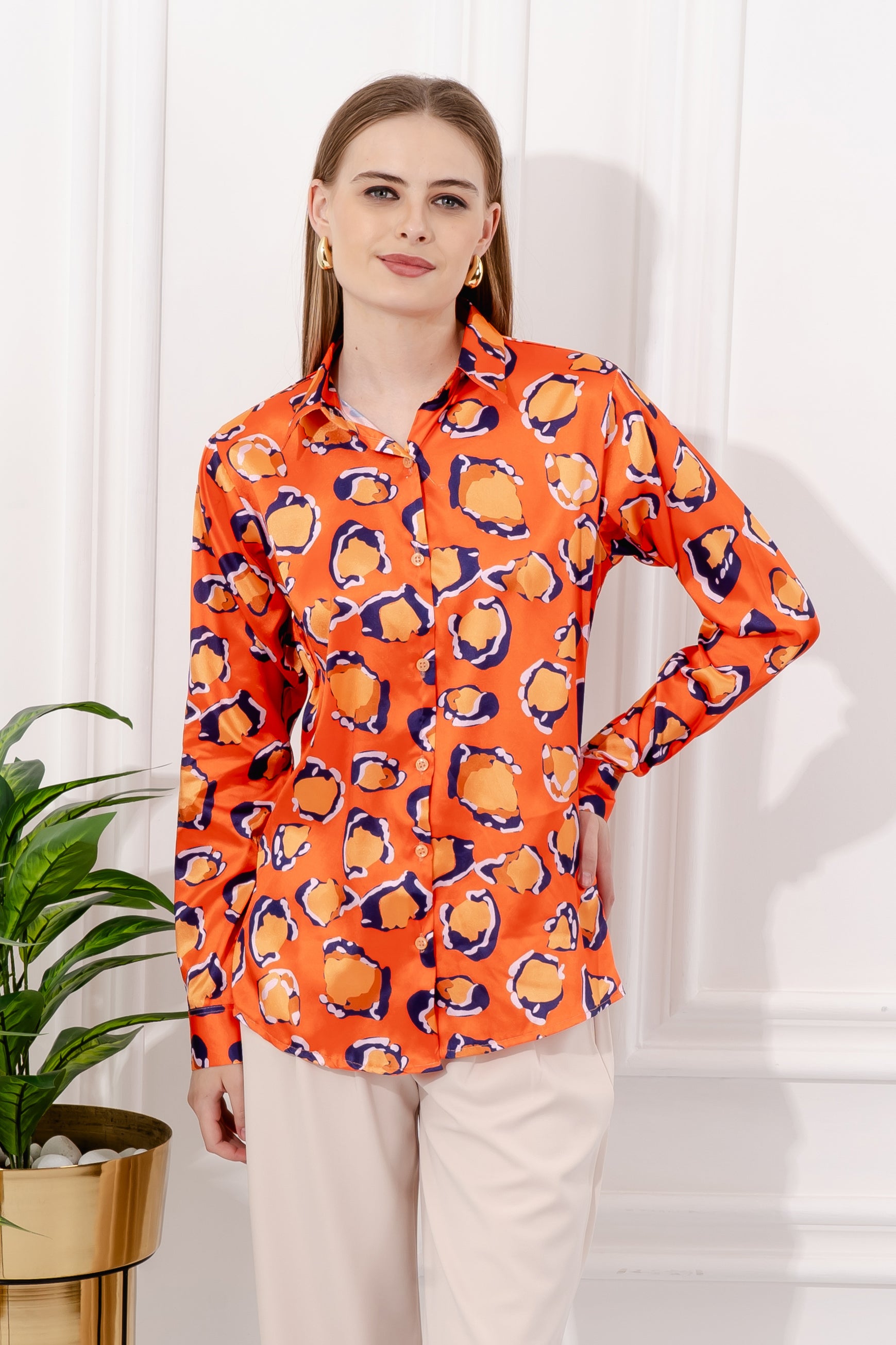 Tangerine Mirage Satin Shirt
