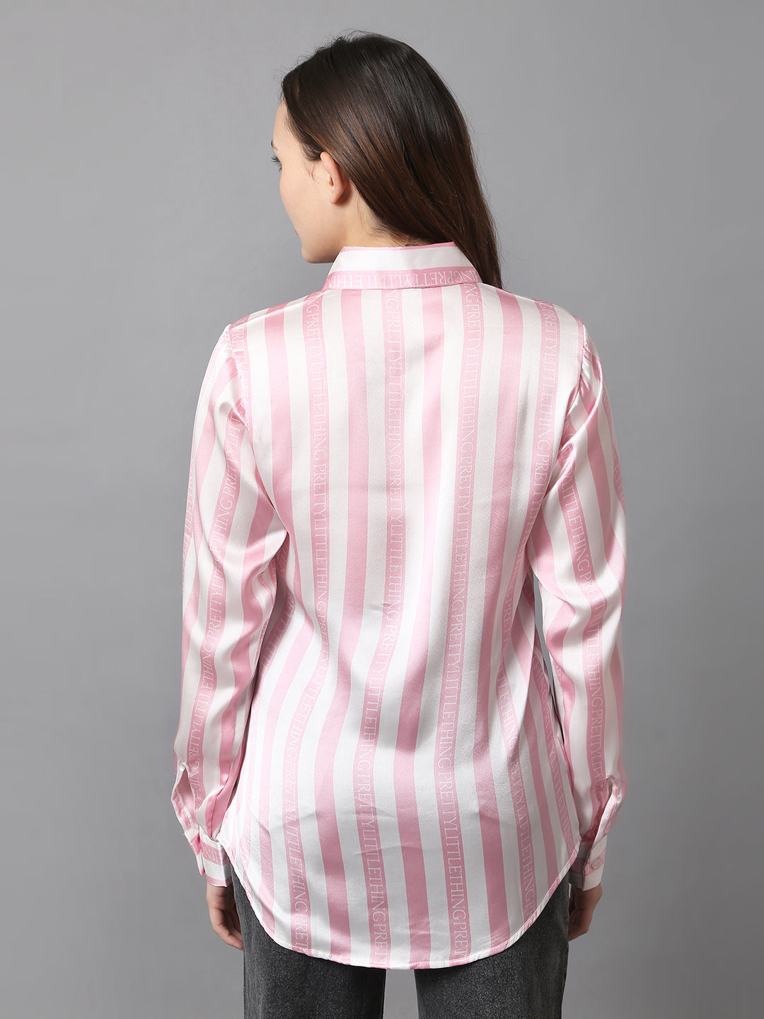 Pink Candy Stripe Satin Shirt