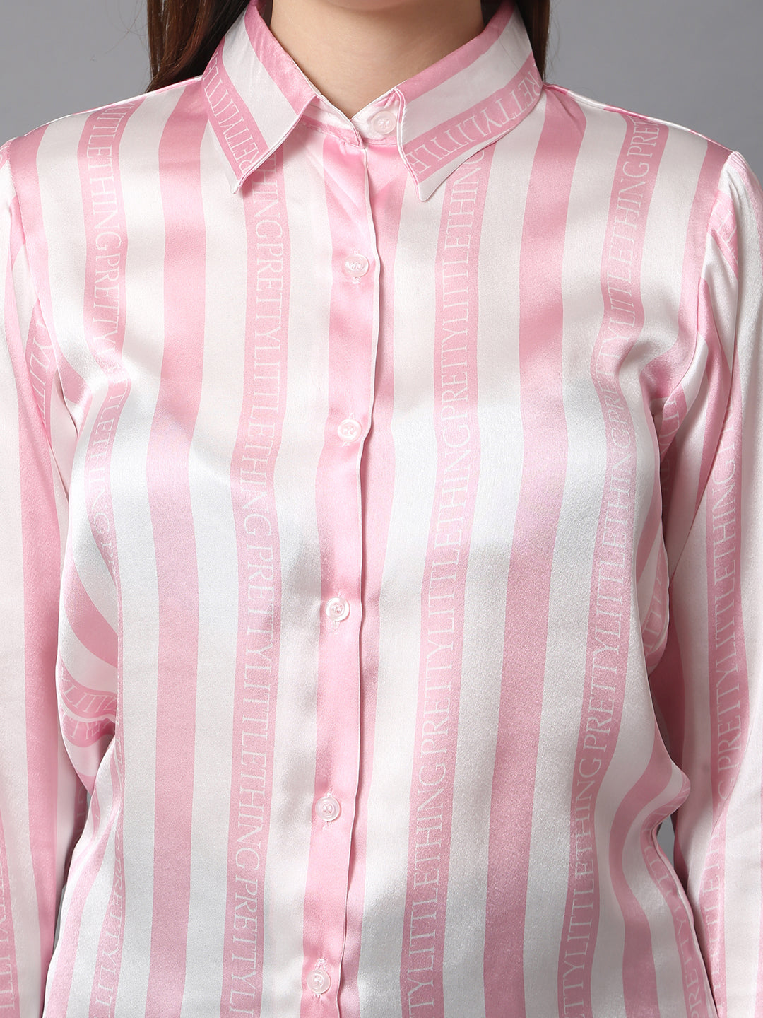 Pink Candy Stripe Satin Shirt