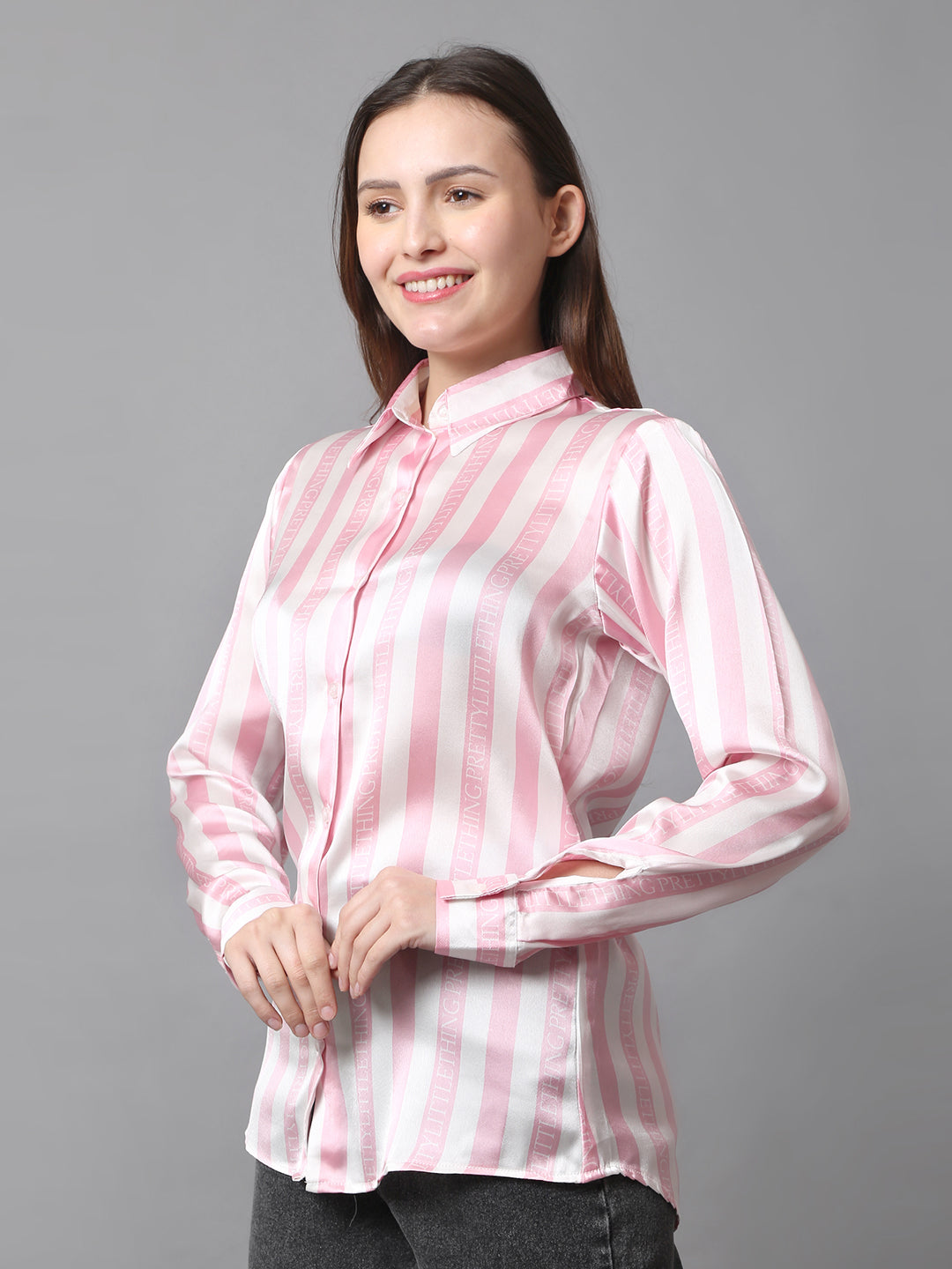 Pink Candy Stripe Satin Shirt
