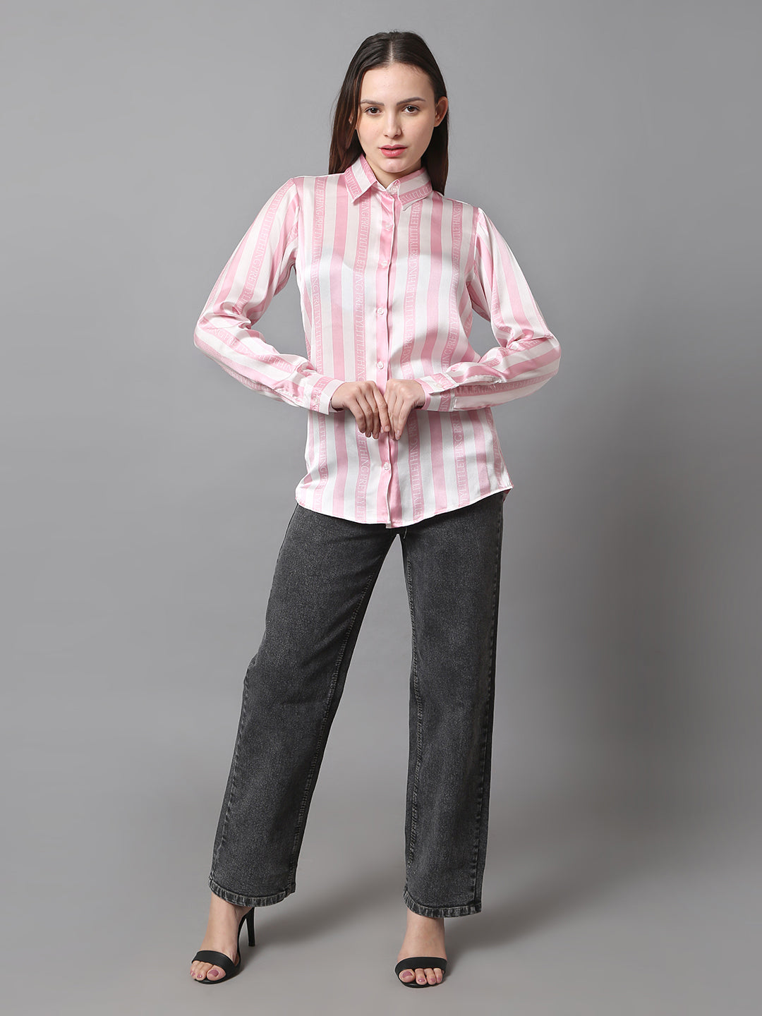 Pink Candy Stripe Satin Shirt