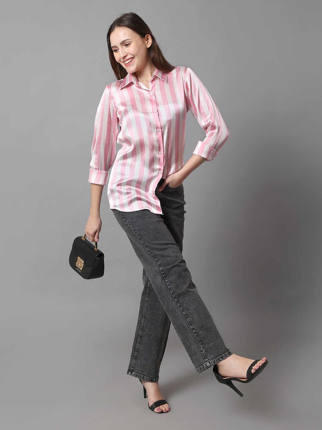 Pink Candy Stripe Satin Shirt